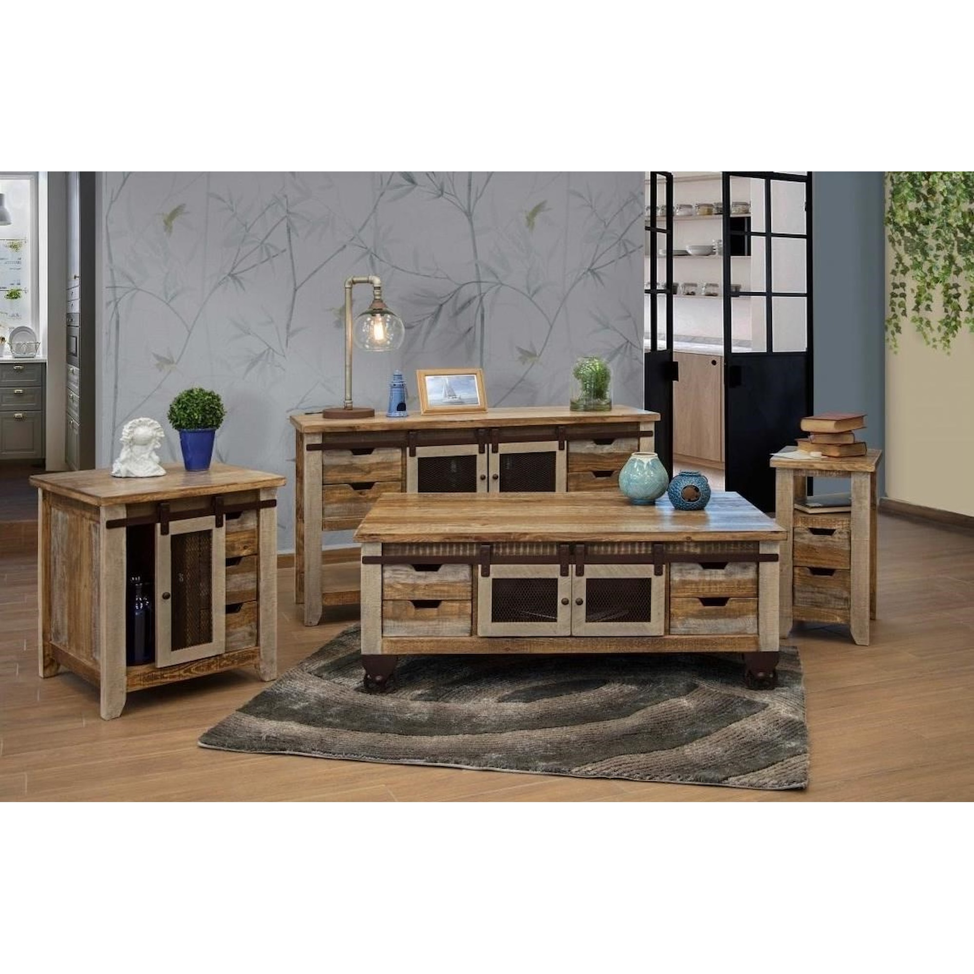 International Furniture Direct 900 Antique IFD9661CKT Rustic Cocktail